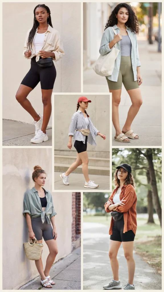 Oversized Button-Up with Biker Shorts