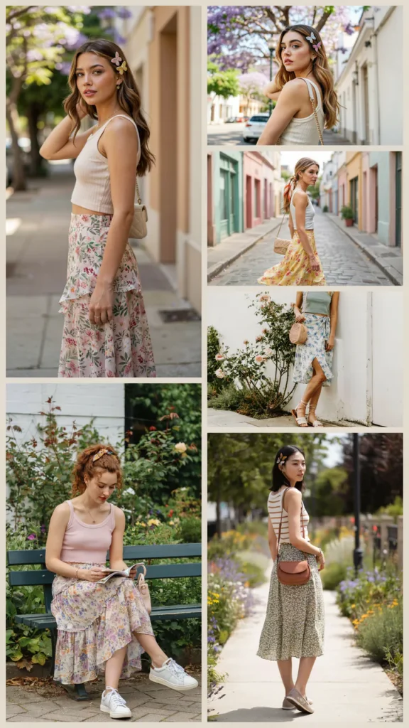 Floral Skirt with a Cropped Tank