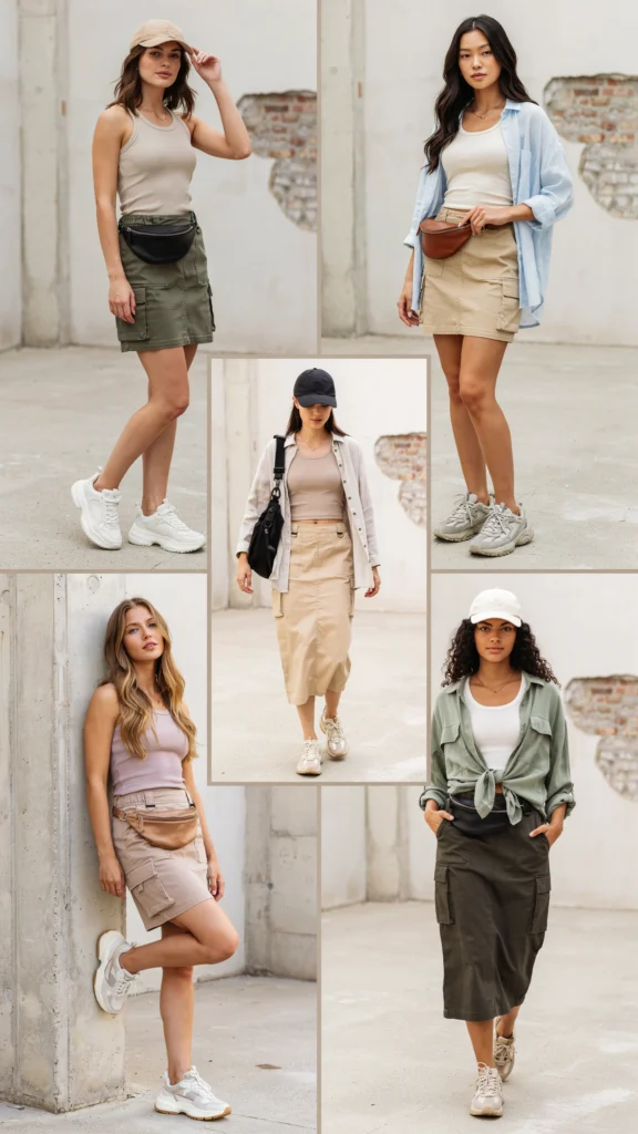 Neutral Tank Top with Cargo Skirt