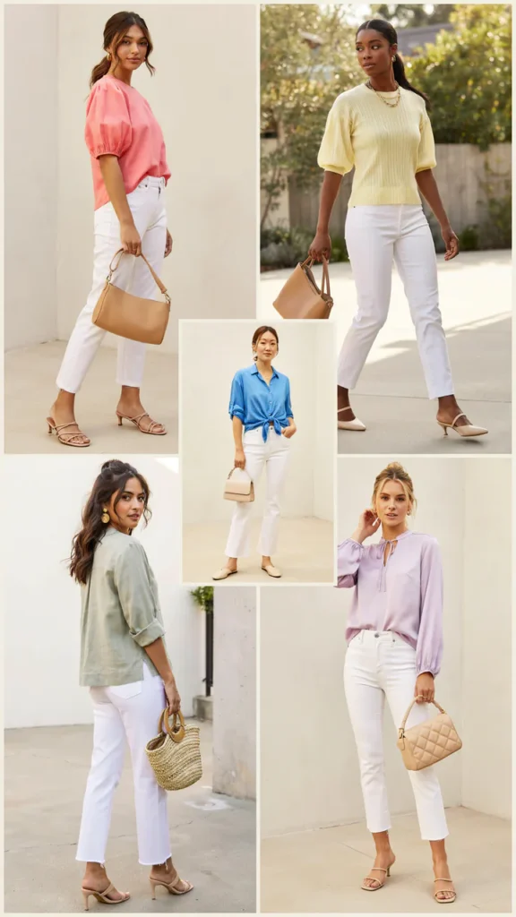 Colorful Blouse with White Jeans