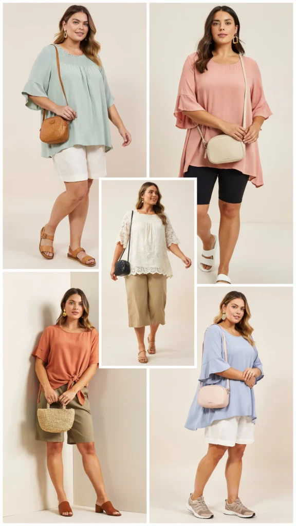 Plus-Size Friendly Tunic Top with Shorts