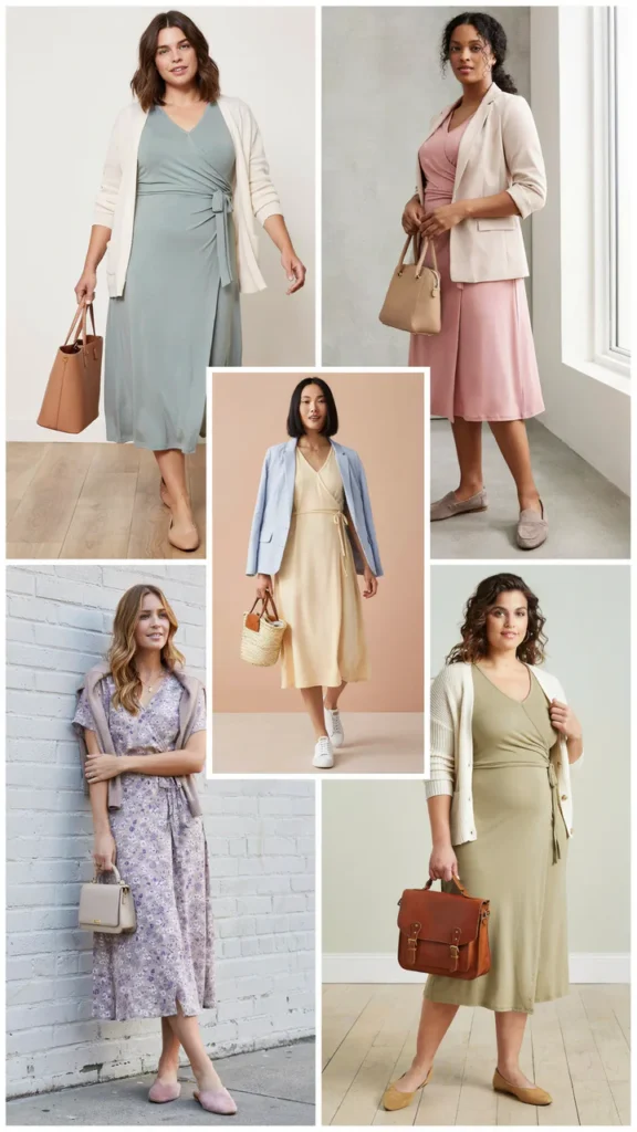 Plus-Size Friendly Wrap Dress with Flats