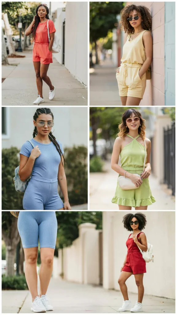 Bright Romper with Sneakers