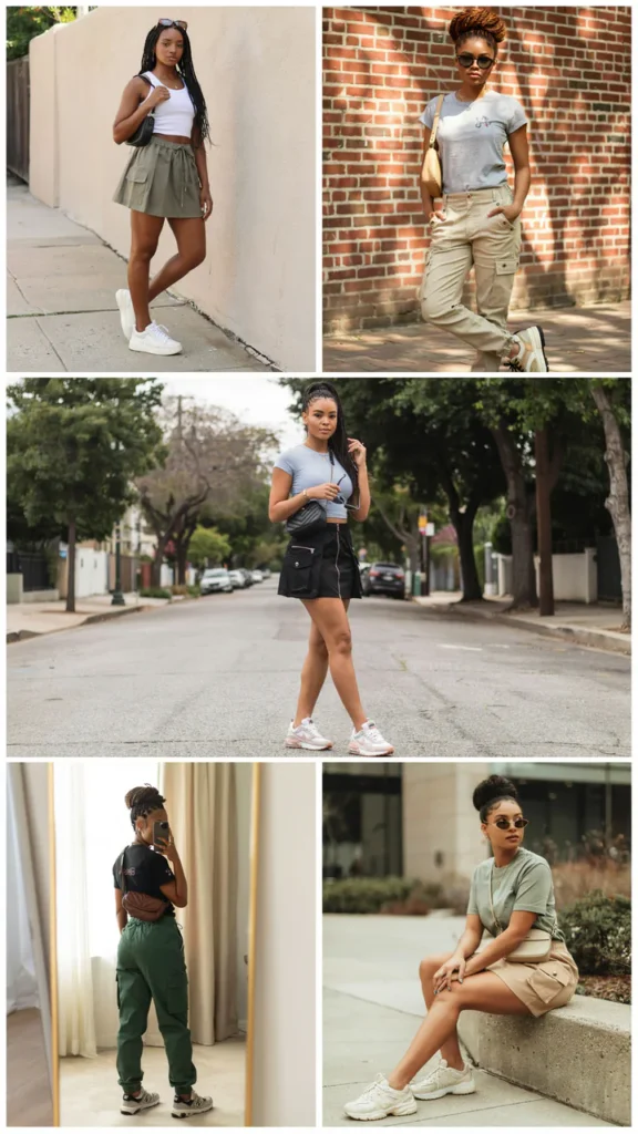 Cargo Skirt with a Cropped T-Shirt