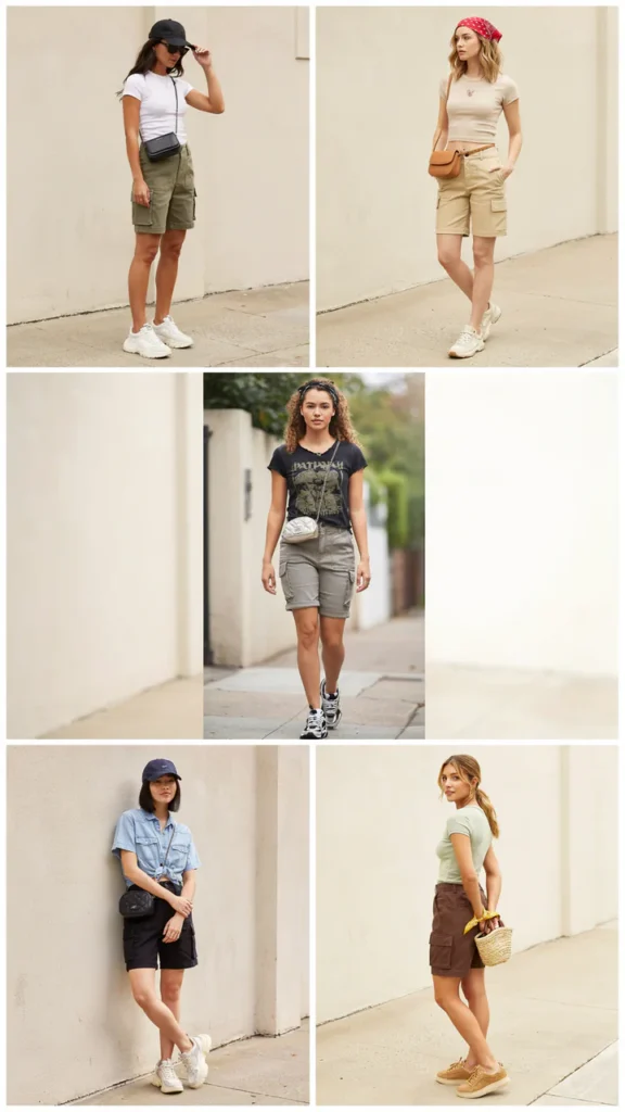 Baby Tee with Cargo Shorts