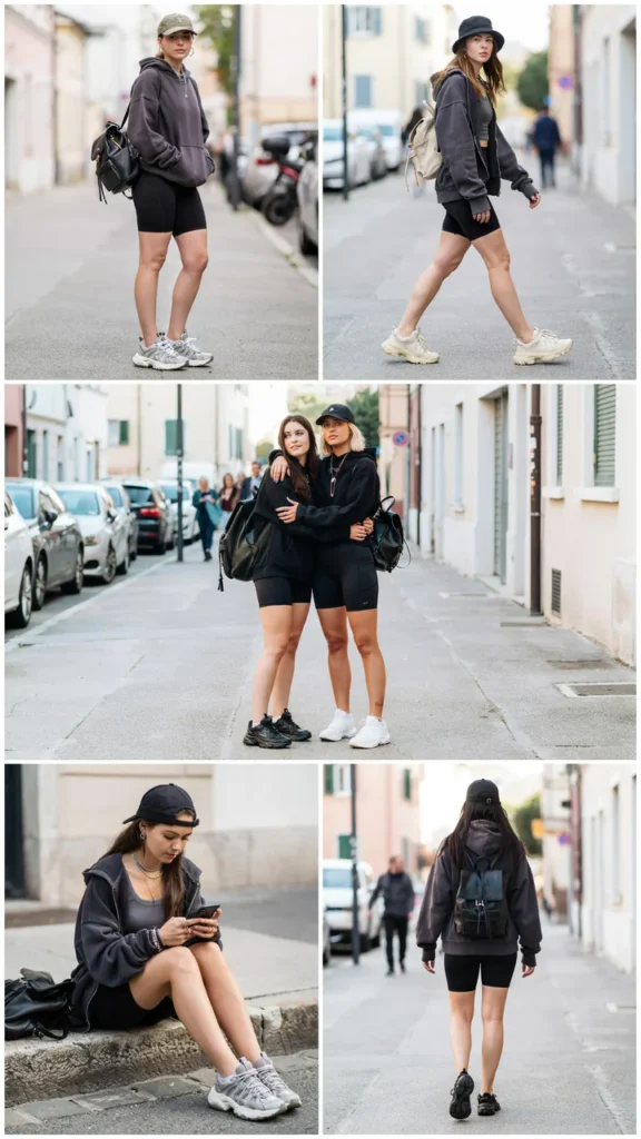 Dark Oversized Hoodie with Bike Shorts