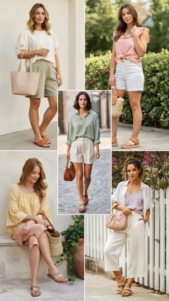 Plus-Size Flowy Blouse with Soft Shorts