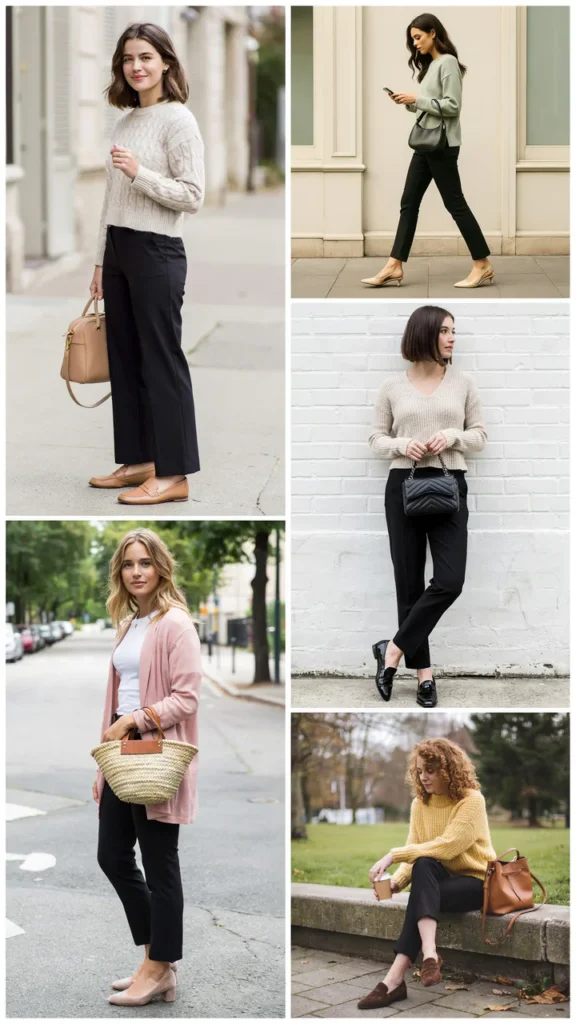 Black Pants with a Soft Knit Top