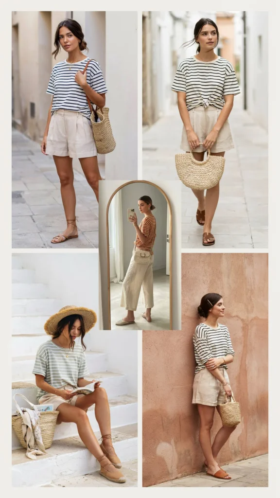 Striped T-Shirt with Linen Shorts
