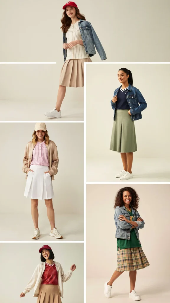 25. Simple Jersey with Midi Skirt and Sneakers