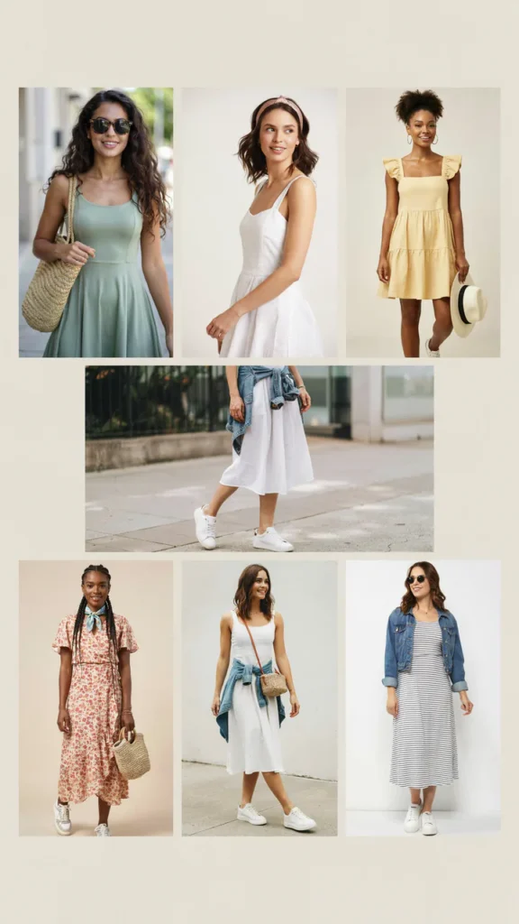 Casual Sundress with Sneakers