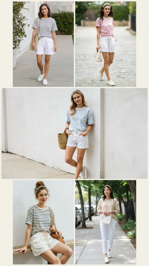 Oversized White T-Shirt with Biker Shorts