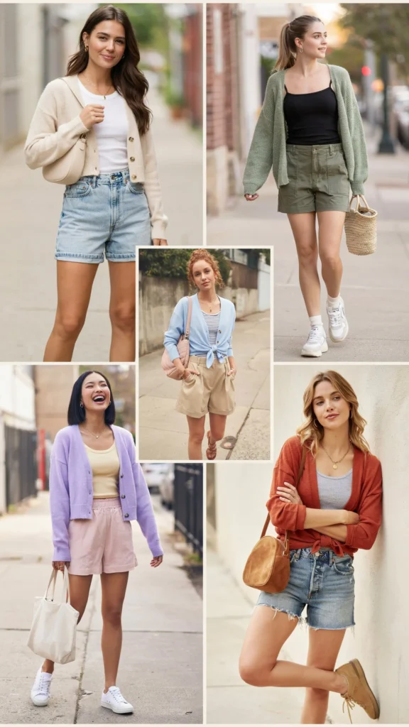 Light Cardigan with Shorts and Tank