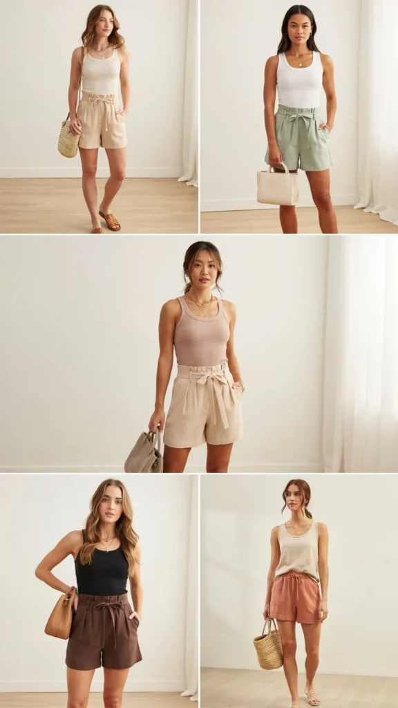 Tank Top with Paperbag Shorts