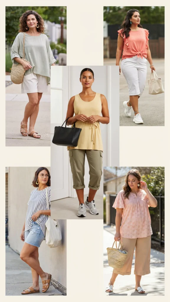 Plus-Size Friendly Tunic Top with Shorts