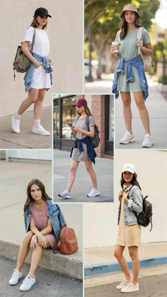 Simple T-Shirt Dress with Sneakers
