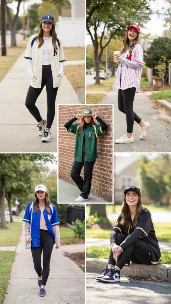 1. Oversized Baseball Jersey with Leggings