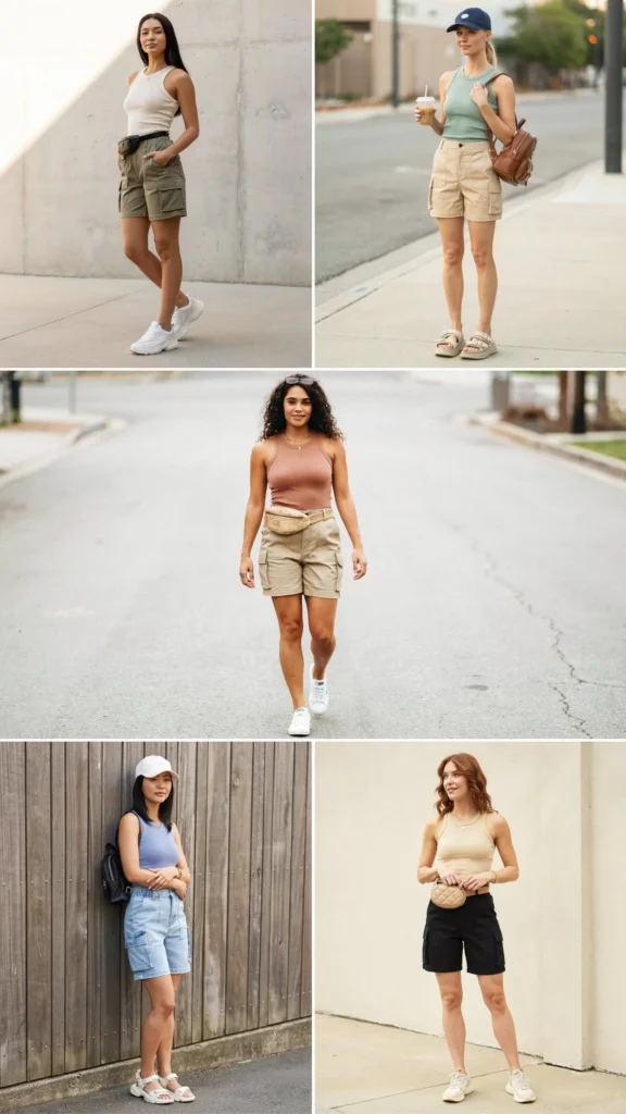 Ribbed Tank with Cargo Shorts