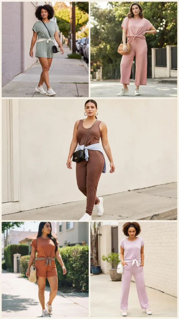 . Plus-Size Friendly Romper with Sneakers