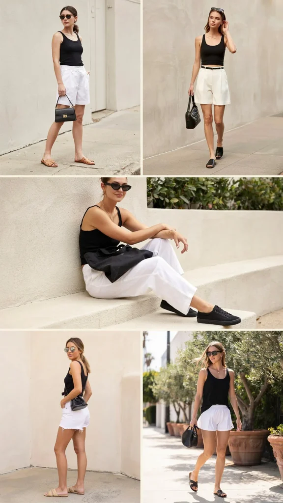 Black Tank Top with White Shorts