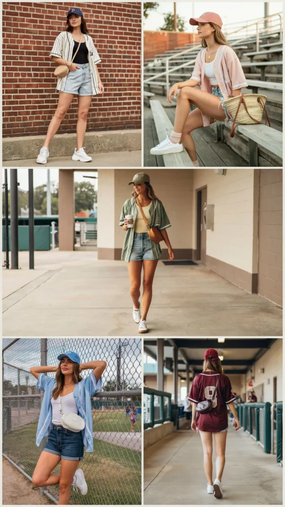 Baseball Jersey with Denim Shorts