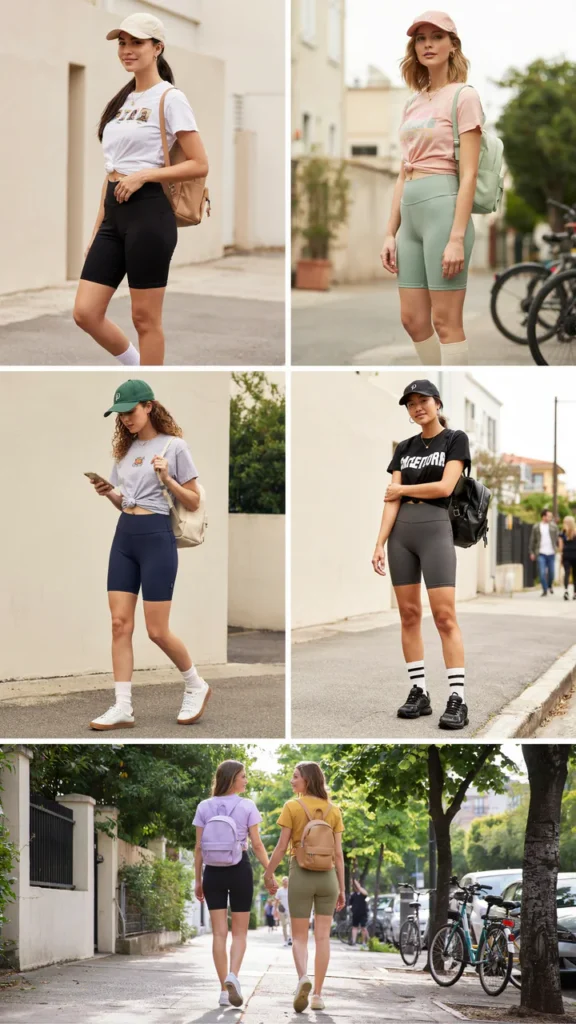Cropped Graphic T-Shirt with Biker Shorts