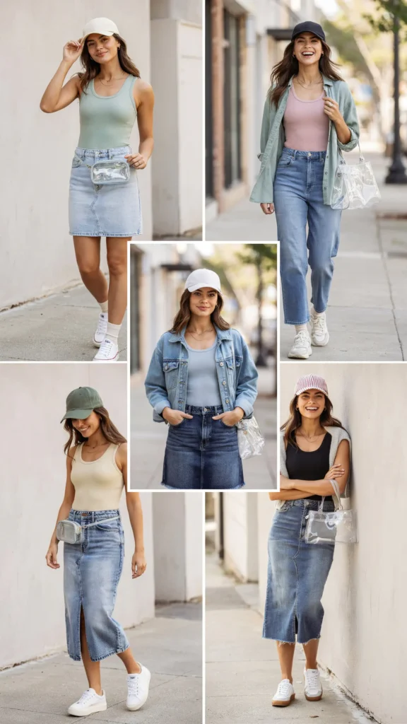 10. Tank Bodysuit with Denim Skirt