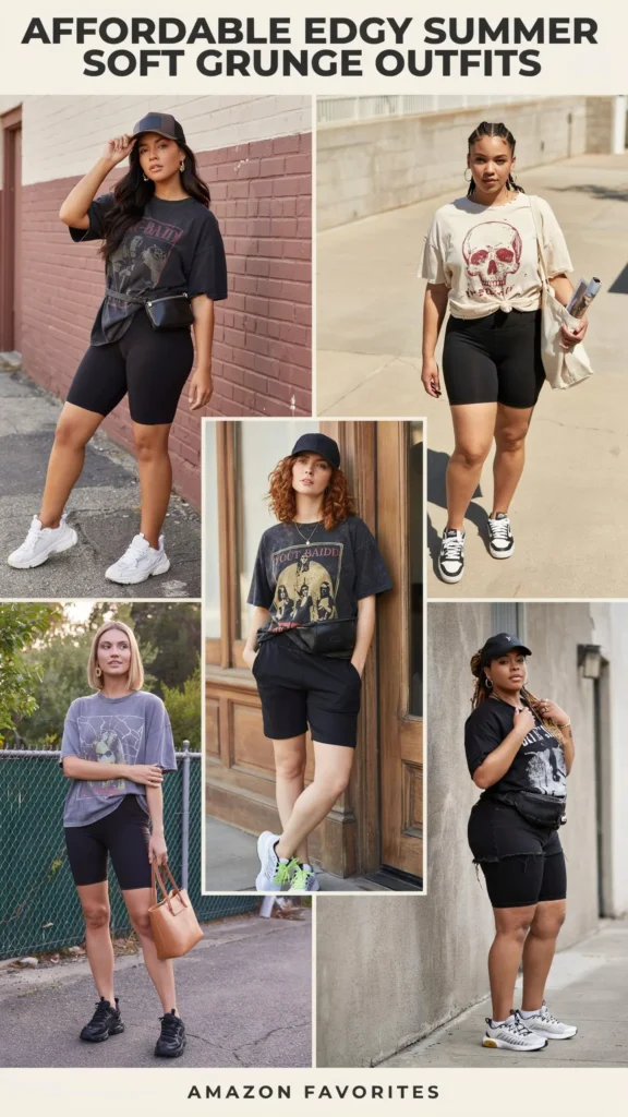 Plus-Size Graphic Tee with Bike Shorts