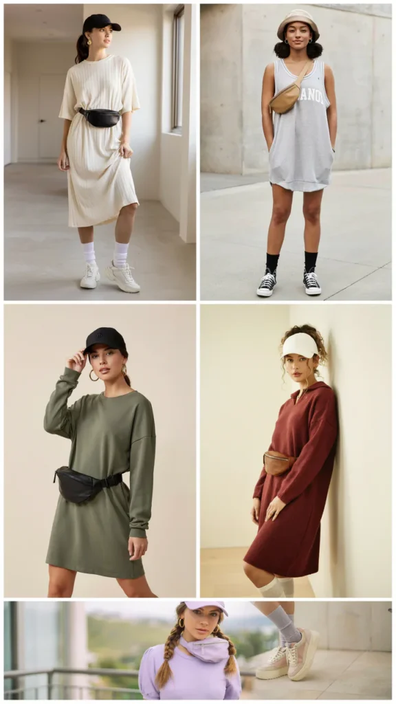 Oversized Jersey Dress with Sneakers