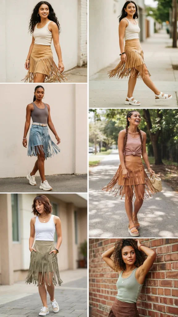 Fringe Skirt with a Simple Tank