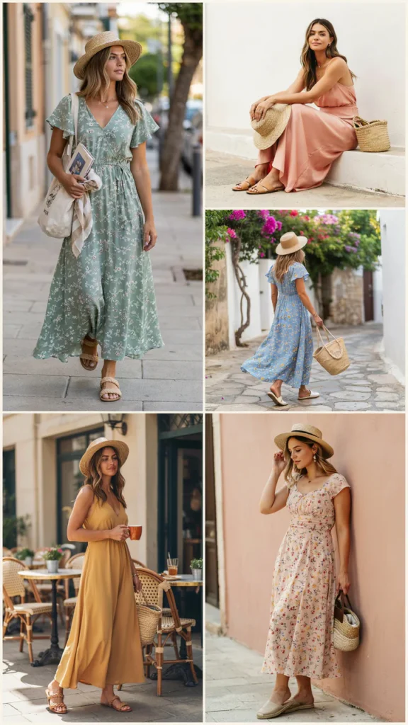 Flowy Maxi Dress with Flat Sandals