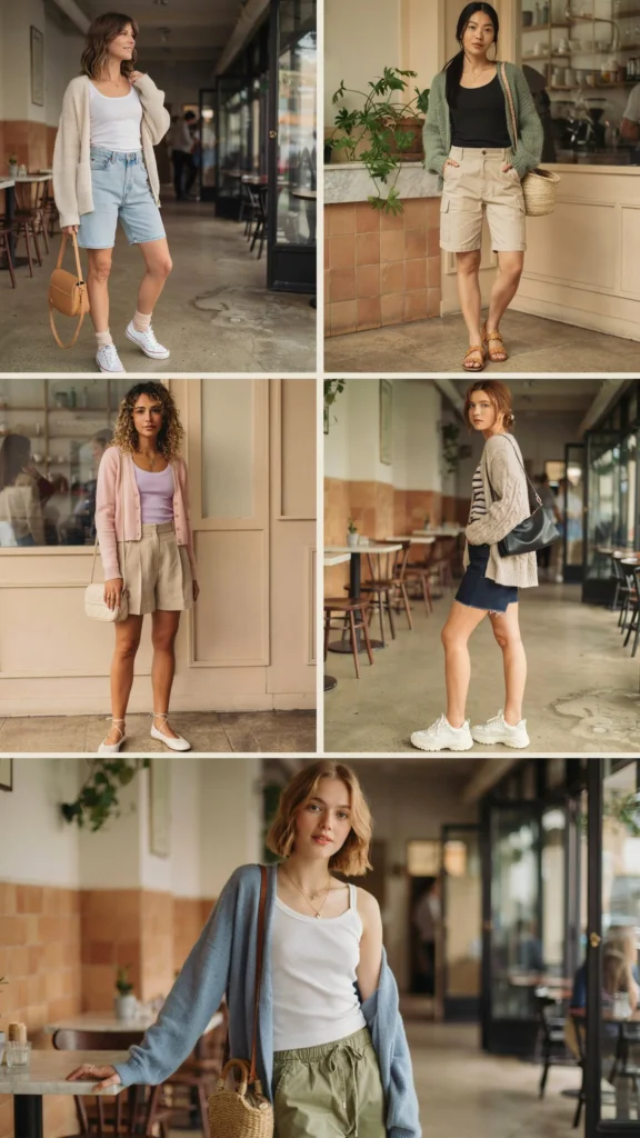 Light Cardigan with Tank and Shorts