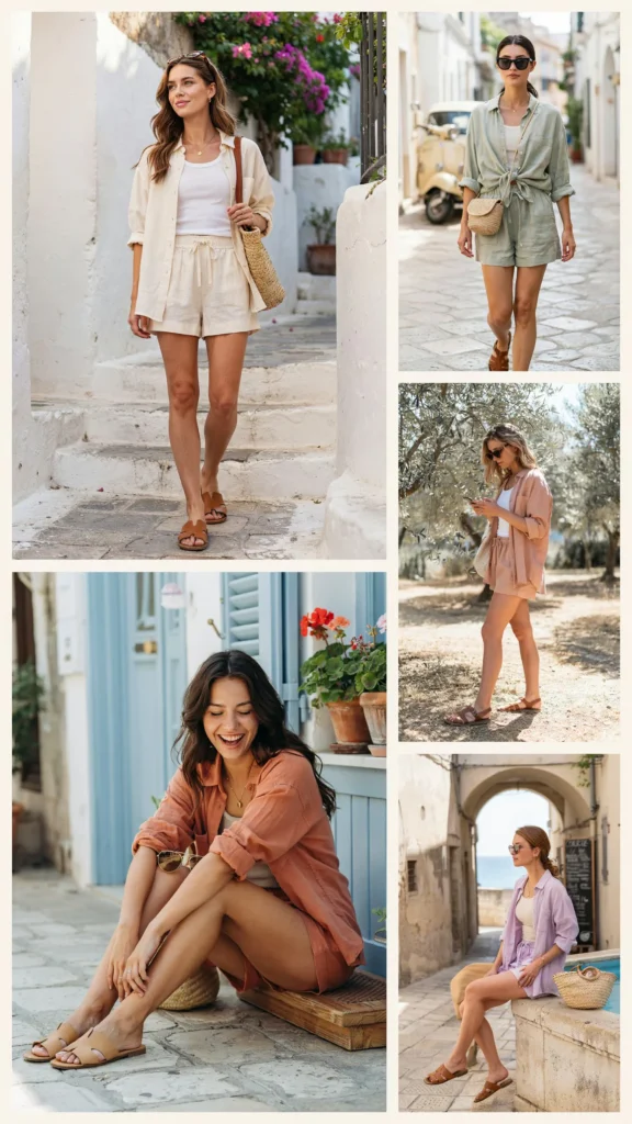 Linen Shirt with Matching Linen Shorts