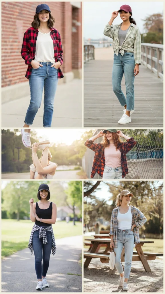 11. Plaid Flannel with Team Tank Top and Jeans