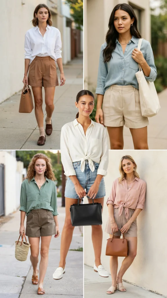 Button-Down Shirt with Tailored Shorts