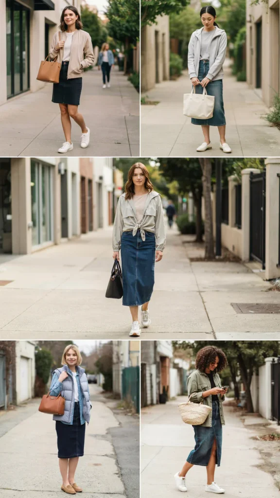  Light Jacket with a Denim Skirt