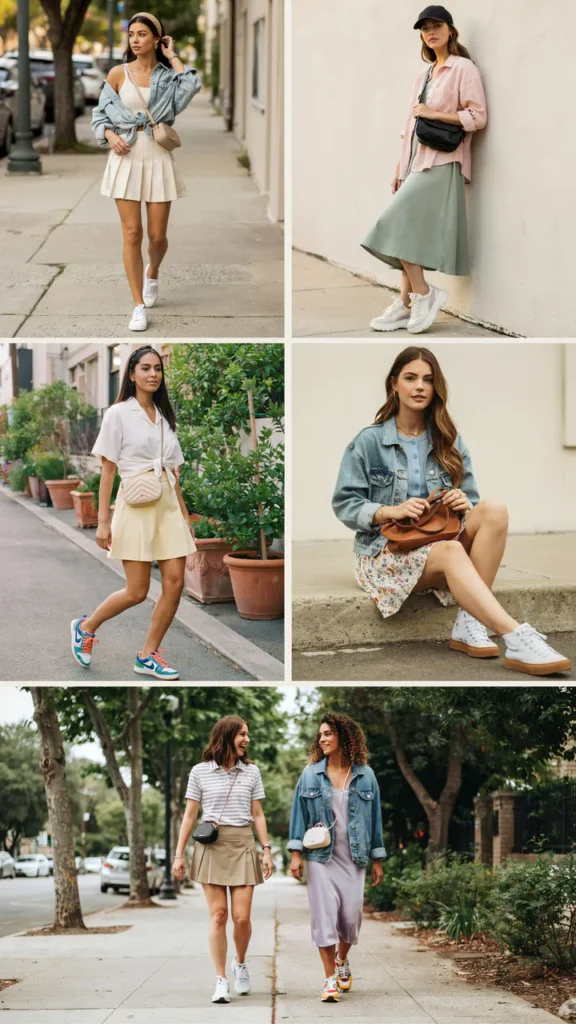 Casual Skirt Dress Look with Sneakers