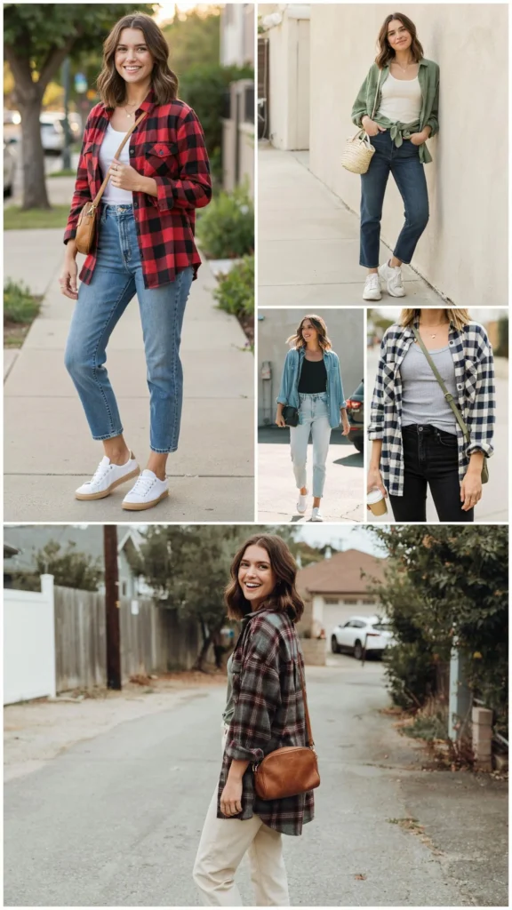 19. Flannel Shirt with Tank and Jeans