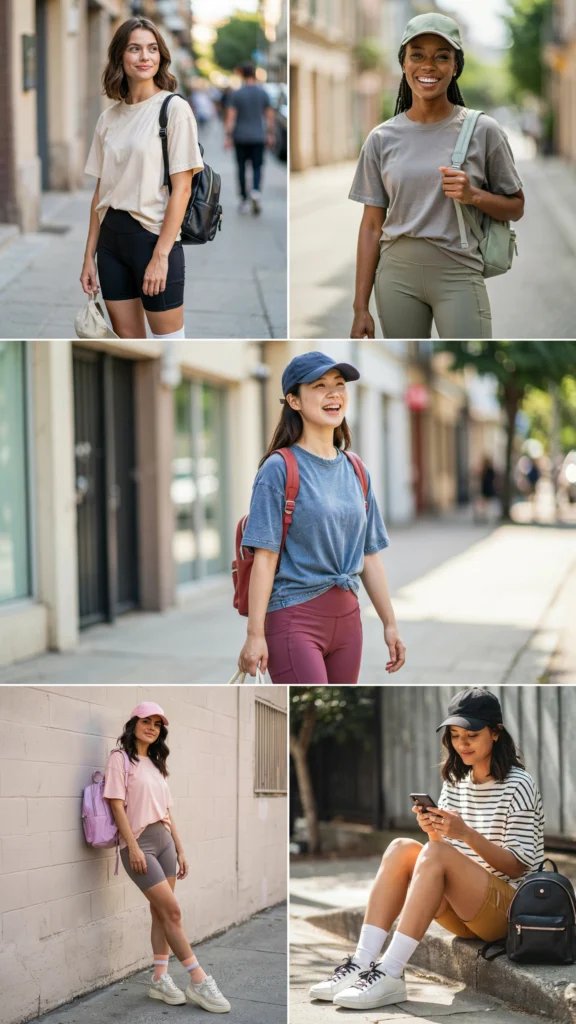 White Button-Up with Biker Shorts