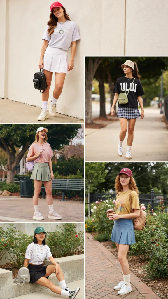 11. Button-Up Shirt with Denim Skirt