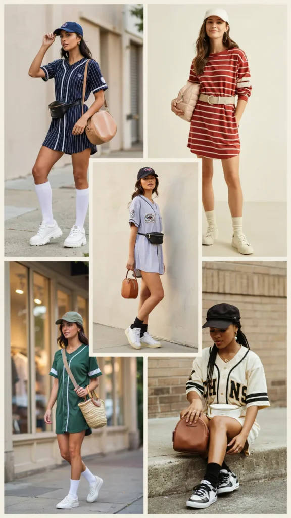 Baseball Jersey Dress with Sneakers
