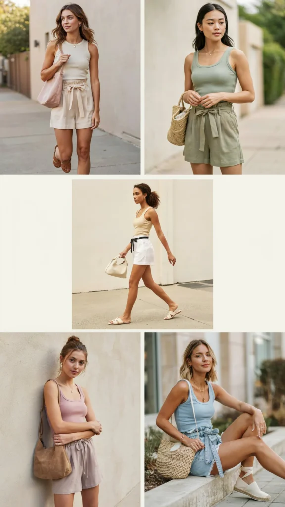 Tank Top with Paperbag Shorts