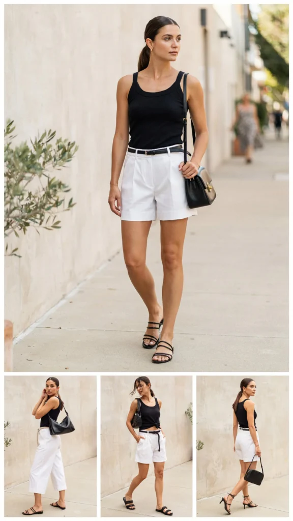 Black Tank Top with White Shorts