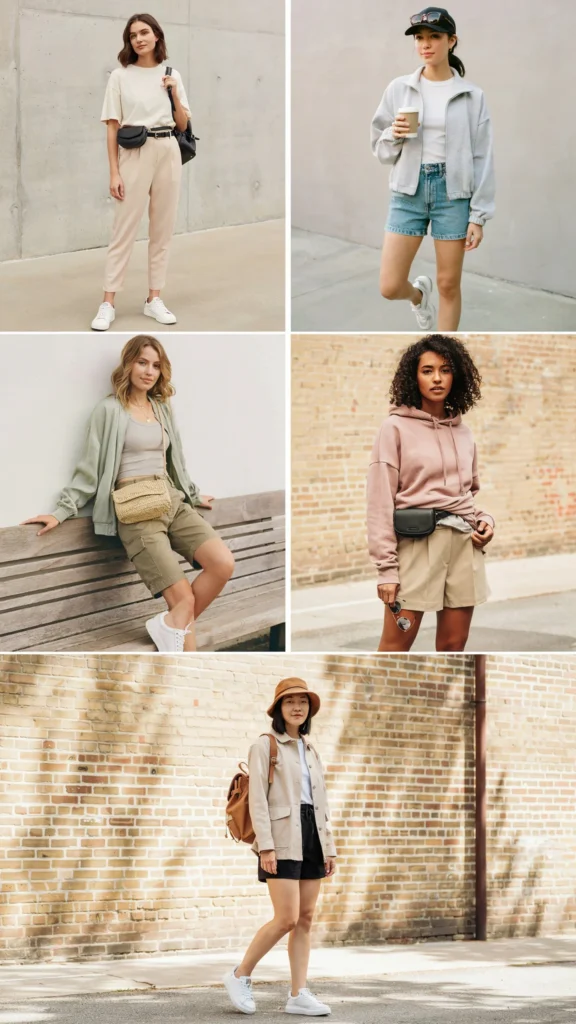 Light Jacket with Shorts and Sneakers
