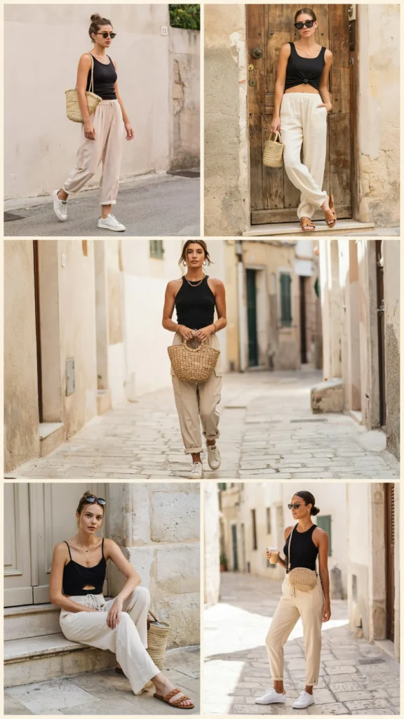 Black Tank with Linen Pants