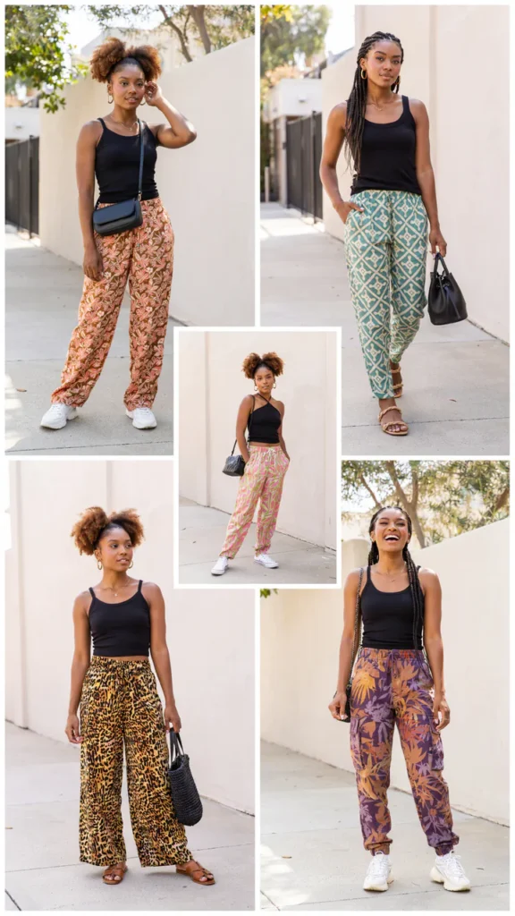 Black Tank with Printed Pants