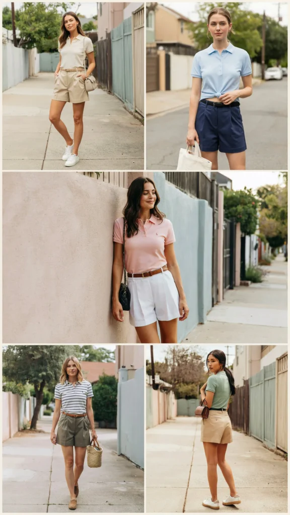 Polo Shirt with Pleated Shorts
