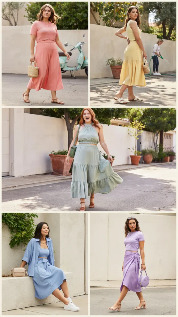 Colorful Two-Piece Skirt Set