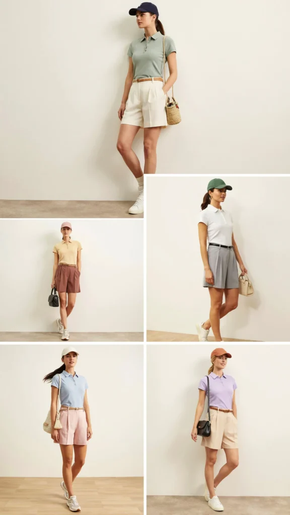 Polo Shirt with Pleated Shorts