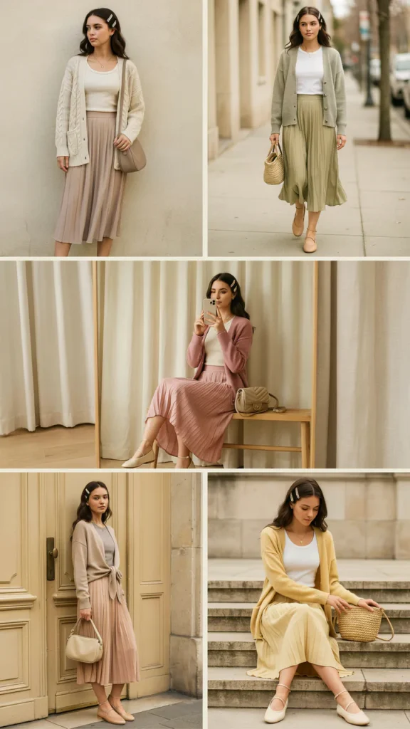  Cardigan with a Pleated Skirt